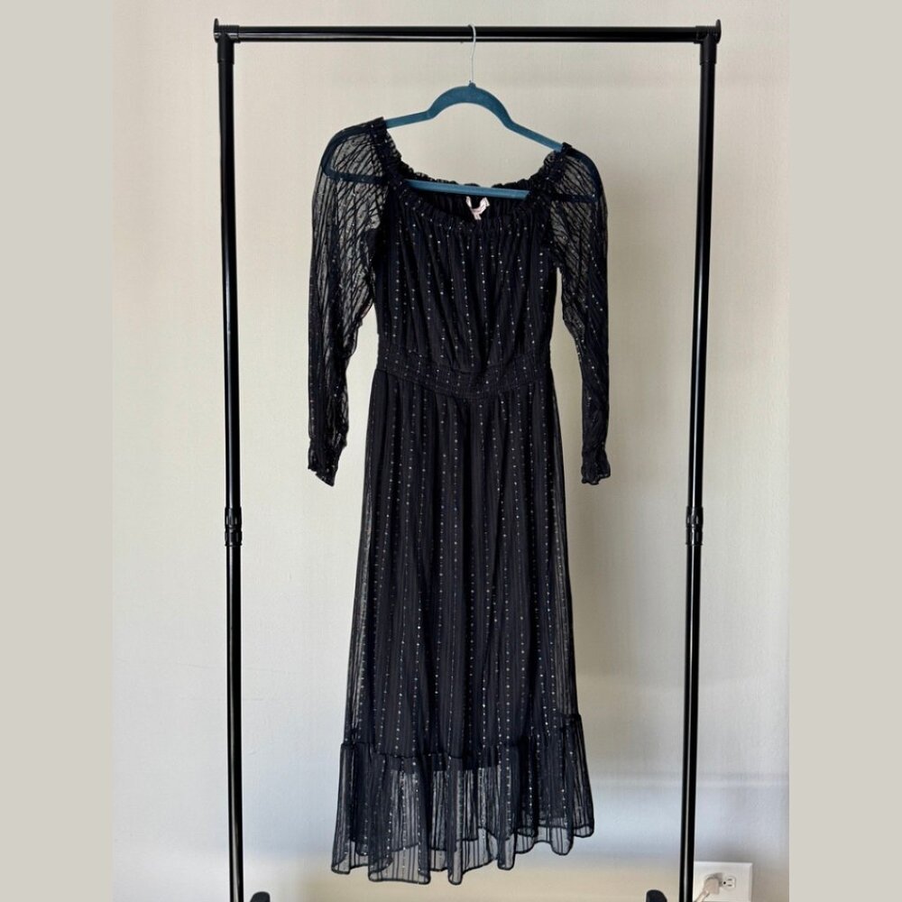 BCBGeneration Black Sheer Midi Dress